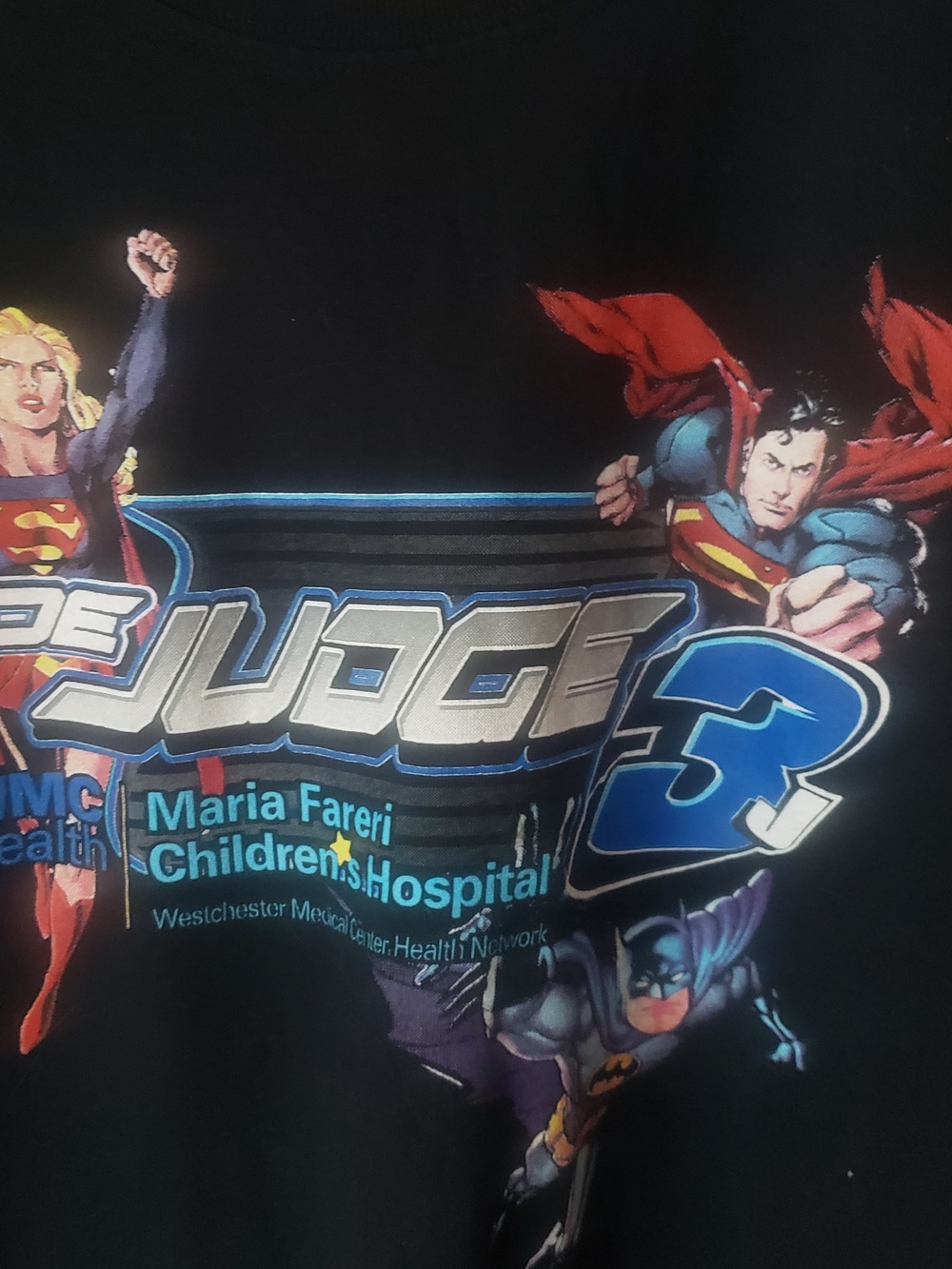 Vintage Gildan Black Kids Superhero Graphic Tee with Blue & Red Accents